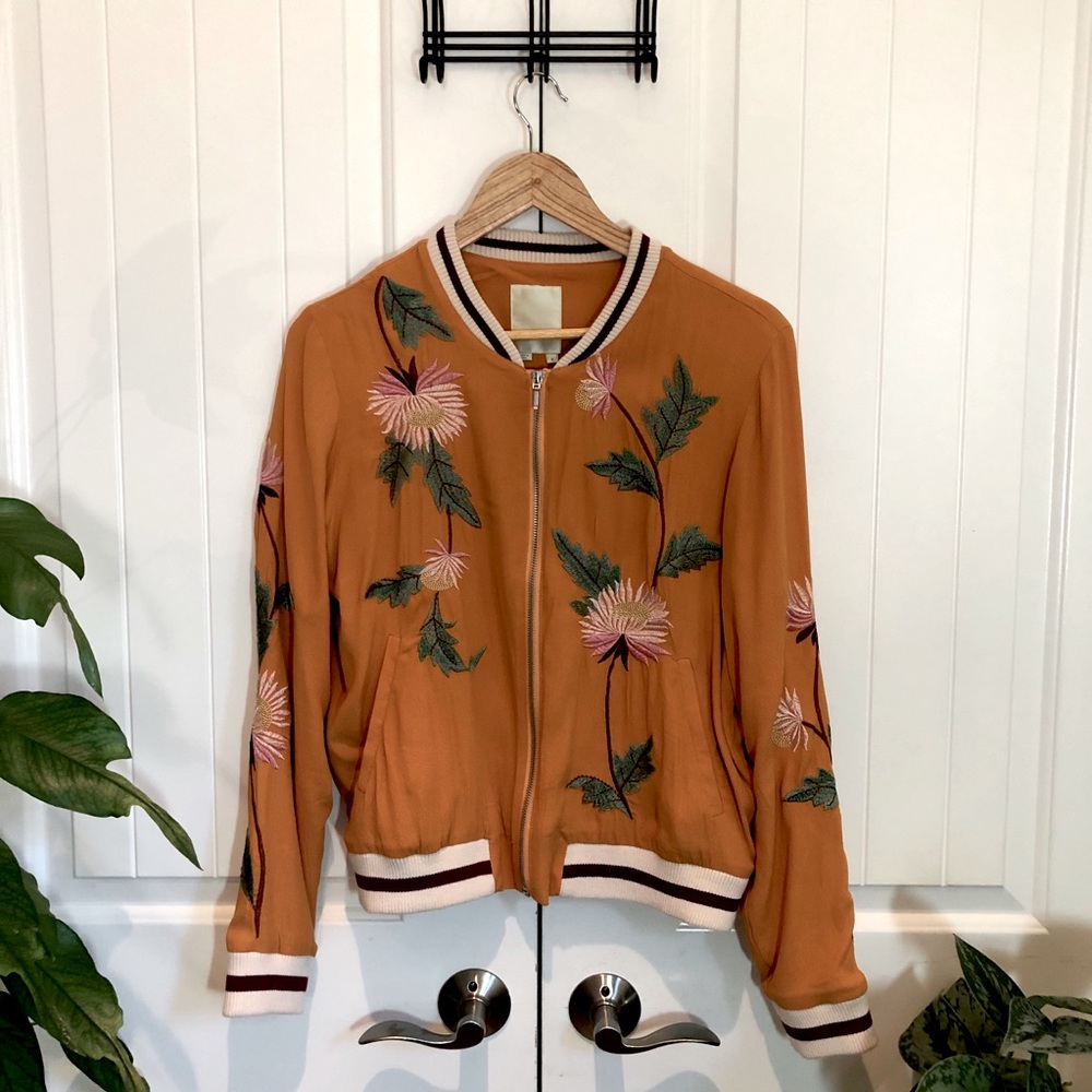 Elevenses ANTHROPOLOGIE embroidered bomber S